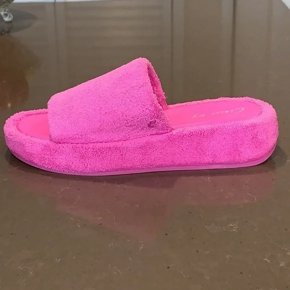 NWOT Circus by Sam Edelman Latasha Pink Terry Wedge Slide Sandals 7 - Picture 9 of 14